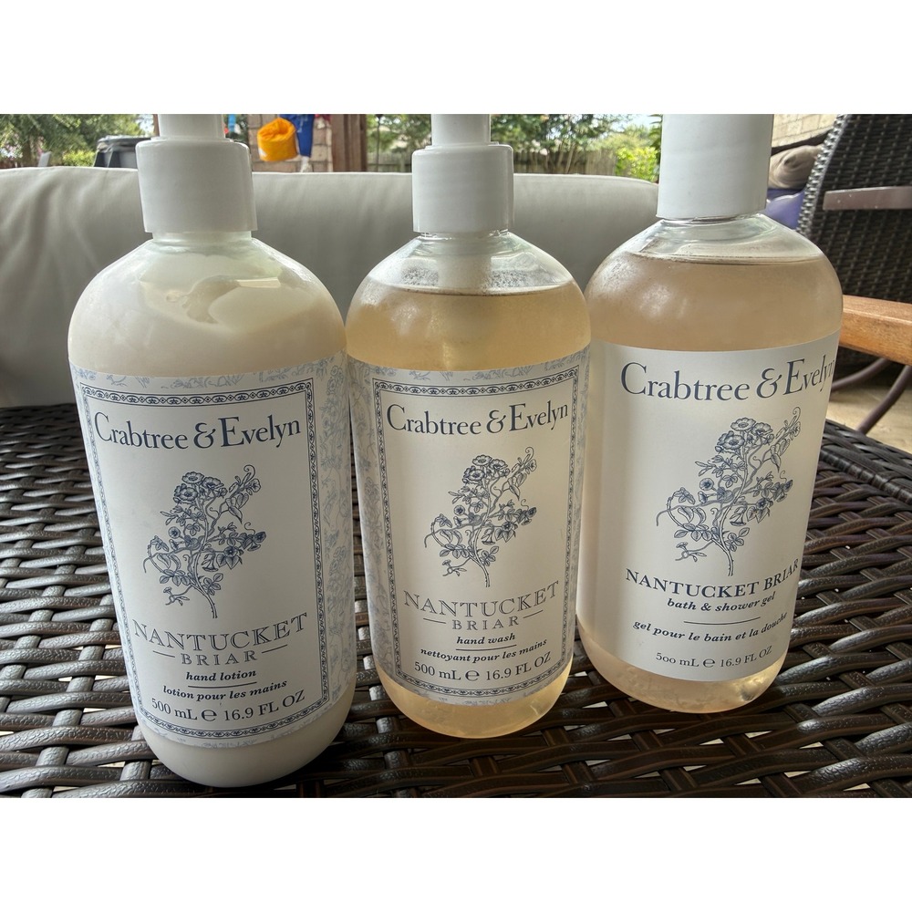 Crabtree & Evelyn Nantucket Briar Set Hand Lotion Wash Shower Gel 16.9oz 3pc